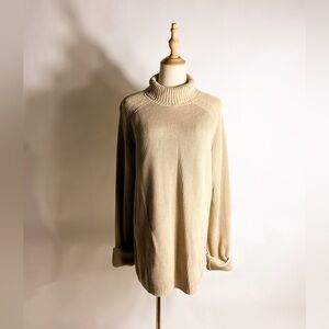 Y2K 100% Cotton Ribbed Turtleneck Sweater XL